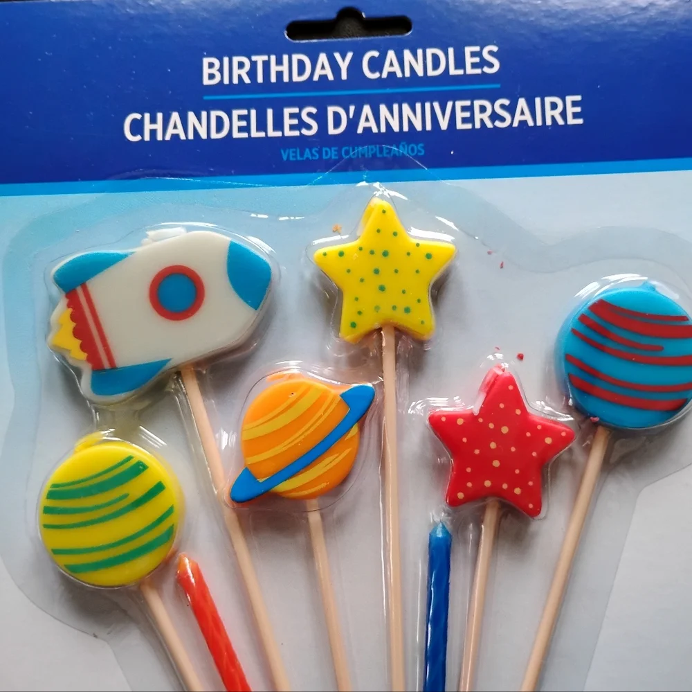 Multi-color Blast Off Birthday Candle Mix Eight Pieces New In Package